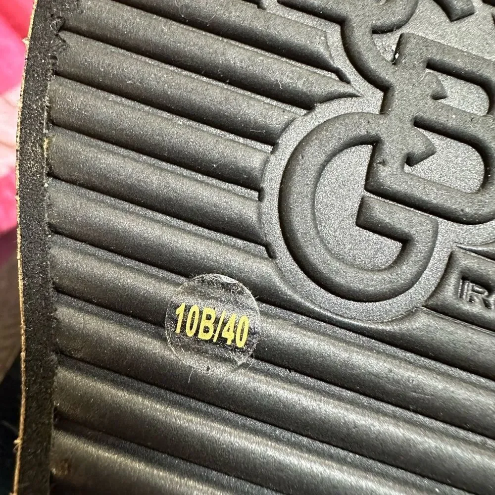 BCBG Platform Flip Flops Black Wedge Sandals Womens Size 10 Logo Disc Thong